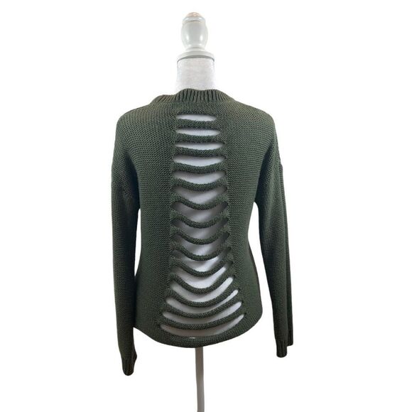 Don’t Ask Why Green Distressed Back Crew Neck Sweater Size‎ Small - Picture 10 of 12